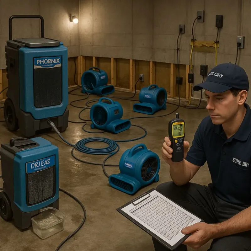 Structural Drying and Dehumidification process in Teaticket, MA
